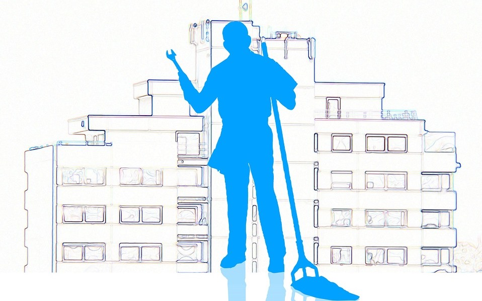 man with mop